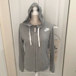 Nike Grey and White Full Zip Hooded Jacket